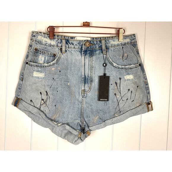 One Teaspoon Denim Bandit Short Artiste Intentionally Distressed High Rise SZ 32 - Picture 1 of 9